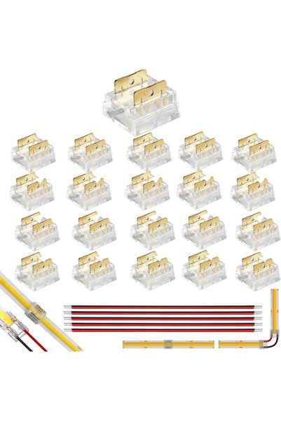 Generic موصلات شريط إضاءة LED من نوع COB، 8 مم، 2 دبوس، 20 قطعة، قابلة للتركي...