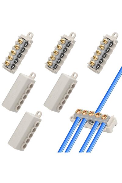 Generic طقم 6 قطع من موصلات الأسلاك 10 AWG، 60 أمبير، مقاس 16-10، نوع تثبيت ب...