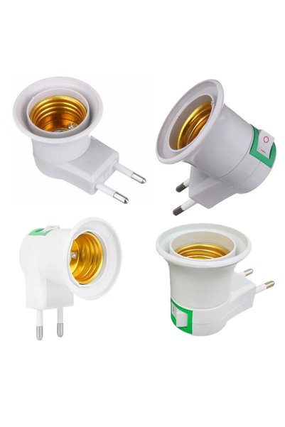 Choice حامل مصباح LED E27 أوروبي/أمريكي مع مفتاح تشغيل/إيقاف أبيض اللون