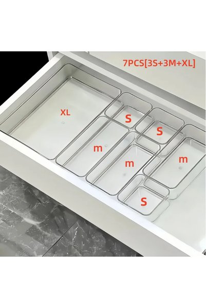Choice 7pcs 4/7/8pcsTransparent Cosmetic Storage Boxes, Drawer Built-in Separ...