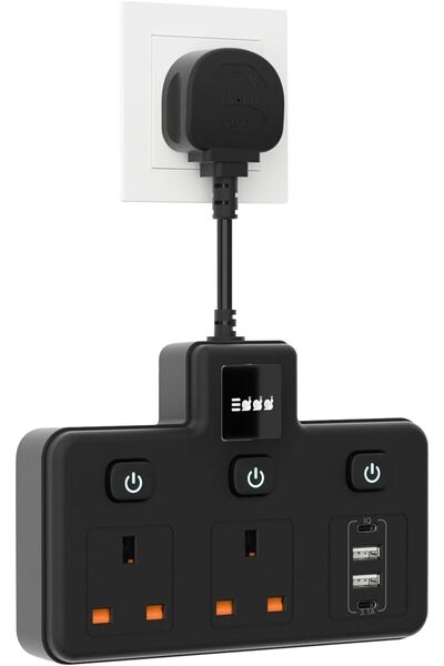 Generic مقبس متعدد المنافذ مع منافذ USB، قابس تمديد حائطي ثنائي الاتجاه مع مف...
