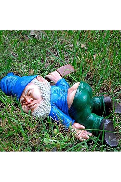 Noonedibs Statui de grădină cu gnom beat creativ, statuie de grădină cu gnom,...