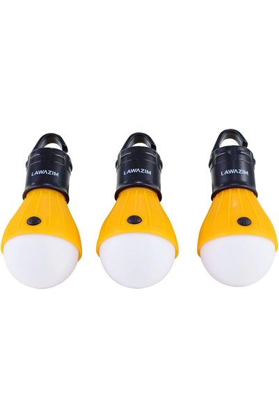 Generic مصباح خيمة LED من 3 قطع - أصفر - فانوس تخييم محمول مع خطاف تعليق ويعم...