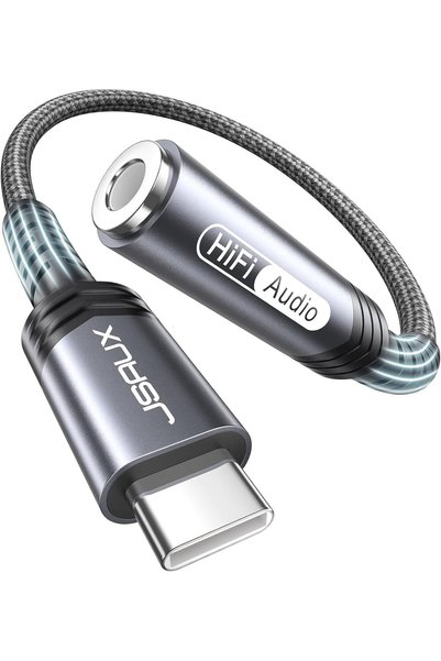 Generic محول USB-C إلى مقبس سماعة رأس أنثى 3.5 ملم، Aux إلى Type-C، رمادي