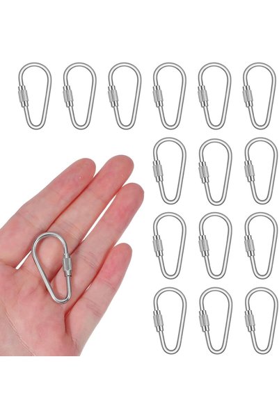 Generic مجموعة من 15 مشبك كارابينر صغير قابل للقفل، مشابك كارابينر صغيرة بقفل...