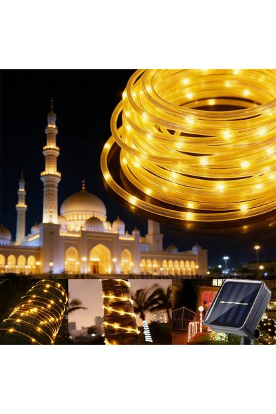 Choice أضواء حبل شمسية دافئة بطول 20 متر و200 مصباح LED، أنابيب PVC زرقاء للإ...