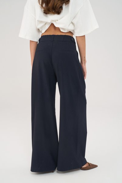 MAI STUDIOS CO. Rosaliya Striped Navy Blue Palazzo Trousers