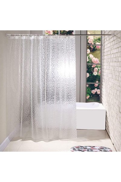 Generic Shower Curtain, 3D Water Cube PEVA Plastic Bathroom Curtain with Grom...