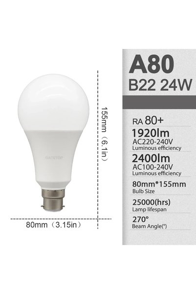 Choice مصباح LED بدون وميض بقوة 24 واط، 6000 كلفن، أبيض دافئ، 220-240 فولت تي...