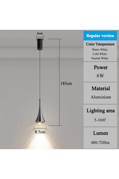 Choice موديل B - مصابيح LED معلقة عصرية بثلاثة ألوان ضوئية، ثريا بقوة 6 واط، ...