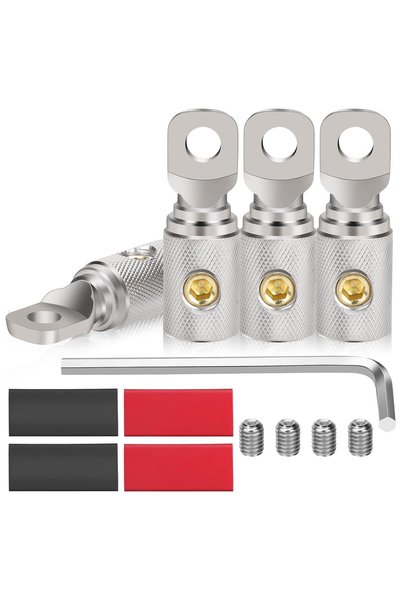 Generic ٤ قطع من موصلات الأسلاك ذات المقياس 0، طرف حلقي بمسمار لـ 1/0 AWG، لت...