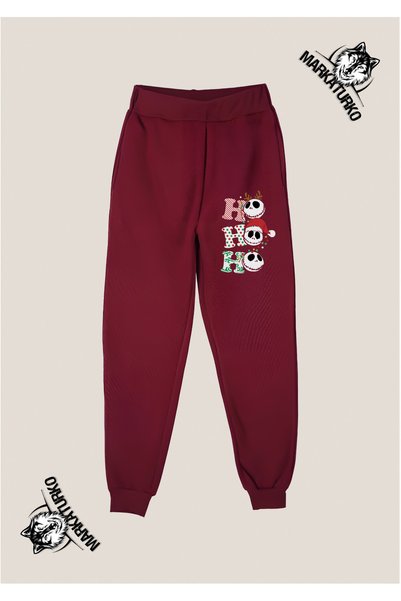 MarkaTurko New Year's Eve Hohoho Printed Unisex Special Design Cotton Claret ...