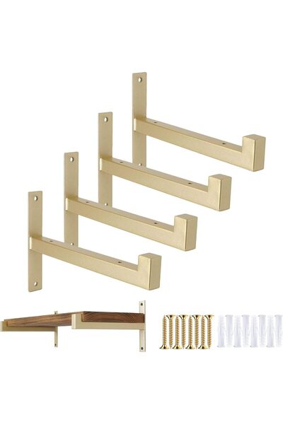 Generic 4 Pack Heavy Duty Shelf Brackets 12 Inch Metal Shelf Supports Gold