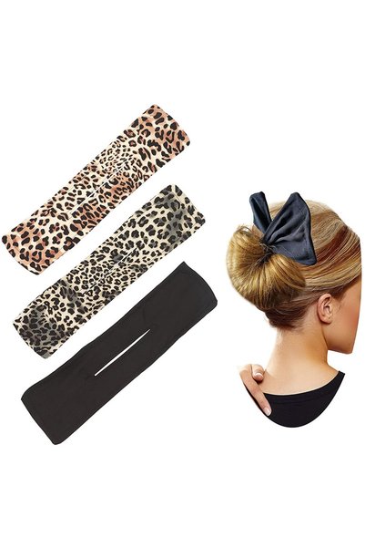 Noonedibs Accesorii de păr pentru femei, aparat de făcut cocuri în stil leopa...