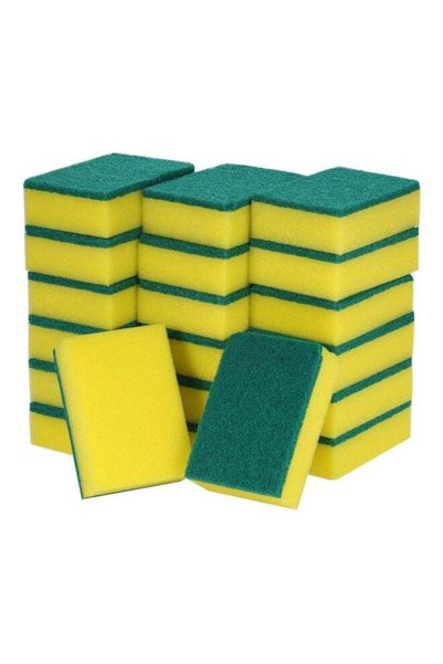 Arabest Pack Of 20 Multi-Purpose Double-Faced Sponge Yellow/Green 31cm