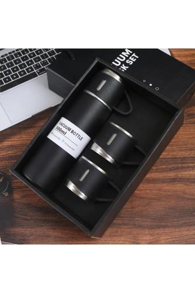 Generic Brand Set termos 500 ml și 3 cești 150 ml, 4 piese, design compact,id...