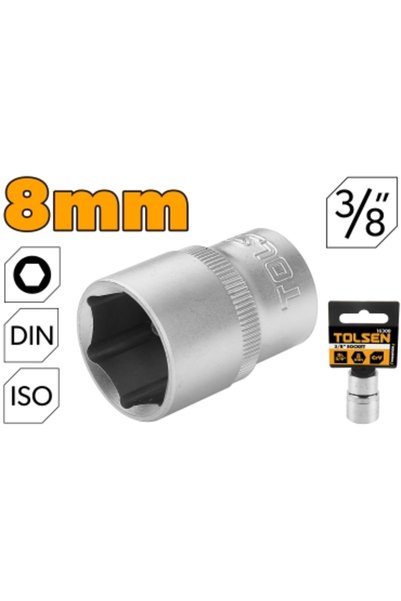 TOLSEN Socket Drive 3/8 IN. Hex Cr-V CP Polish 8mm