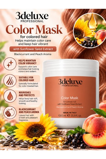 3Deluxe Professional Color Protection Hair Mask with Blackcurrant & Peach, 10...
