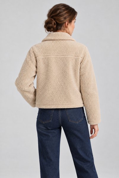 Kurun's Collection Cepli Fermuarlı Sherpa Kuzu Kumaş Ceket