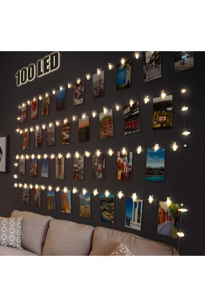 Noonedibs Luminițe de zână cu LED-uri cu cleme foto pentru decorarea camerei,...