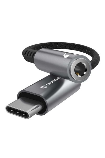 Techsuit Премиум кабелен адаптер SonicPiX (AC14) - Type-C към 3.5мм жак, 3А, ...