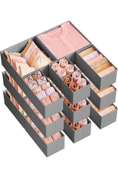 Generic منظمات الأدراج، منظمات تقسيم الأدراج، مجموعة من 18 قطعة، صناديق تخزين...