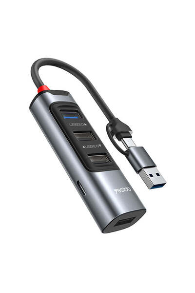 Yesido Stație de andocare 5 în 1 (HB20) - USB, Type-C la 4x USB, USB-C, PD100...