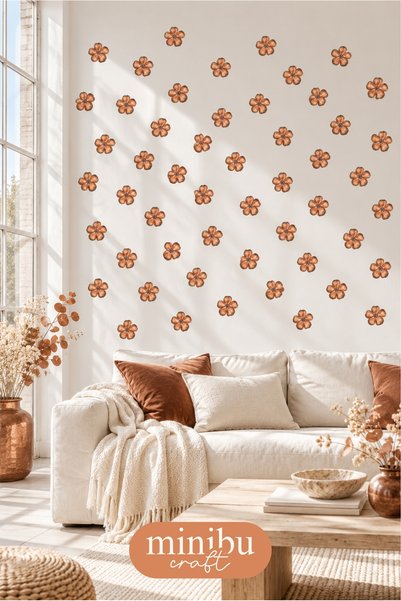 Minibu Craft Antique Copper Mini Flowers 49 Pieces Modern Wall Sticker Set Mn...