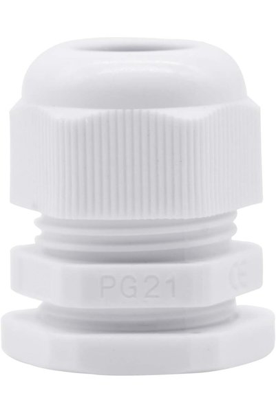 Generic وصلات كابلات PG 21 - 20 قطعة من وصلات الأسلاك البلاستيكية البيضاء الم...