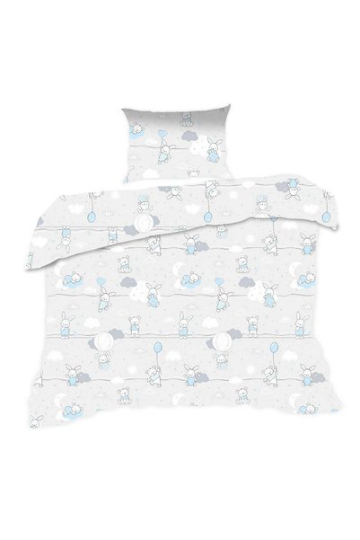 Karo Lenjerie de pat copii, Extrapościel, 57K, Set 2 piese, bumbac, gri albas...