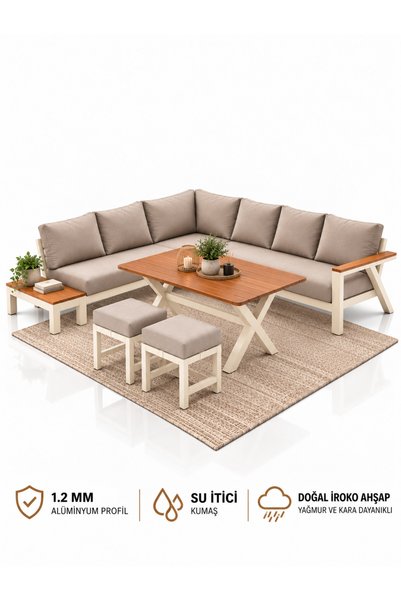 Çavdar Group Comfy Alüminyum Köşe Takımı 9 Kişilik Bahçe Balkon Teras L Köşe ...
