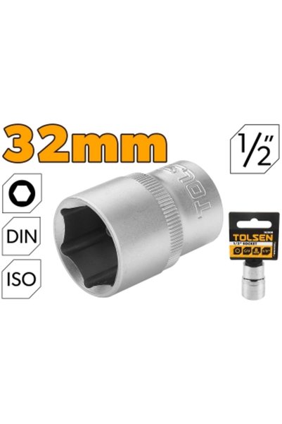 TOLSEN Socket Drive 1/2 IN. Hex Cr-V CP Polish 32mm