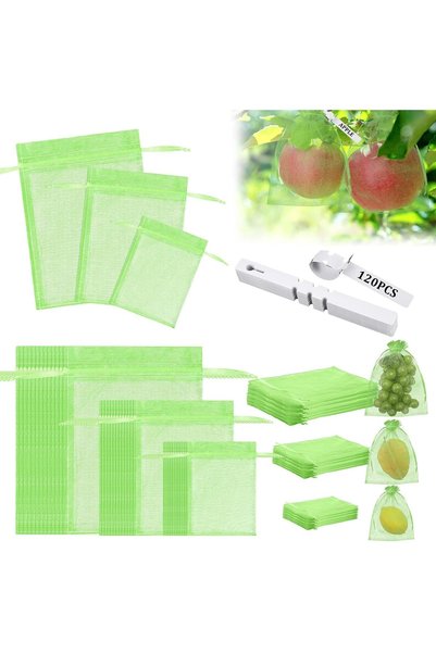 Generic 120 قطعة من أكياس حماية الفاكهة، أكياس شبكية للفاكهة بثلاثة أحجام مع ...