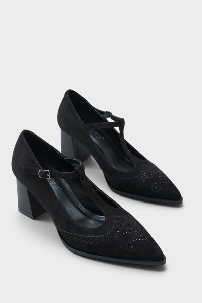 Capone Outfitters Vikkie Pointed Toe Thick Heeled Women's Stylish Shoes with ...
