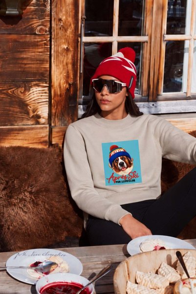 Monila Kadın Premium Kumaş Şardonlu Köpek Baskılı Sweatshirt
