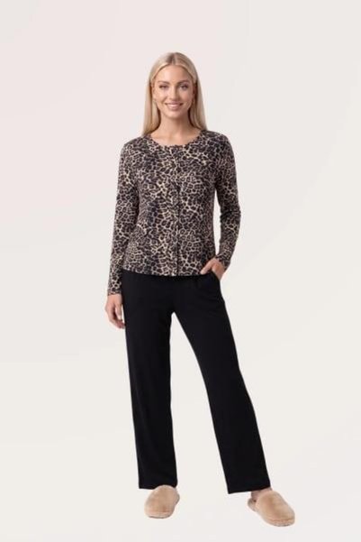 PJS Set de pijamale pentru femei, cu mâneci lungi, cu model și nasturi, 30138