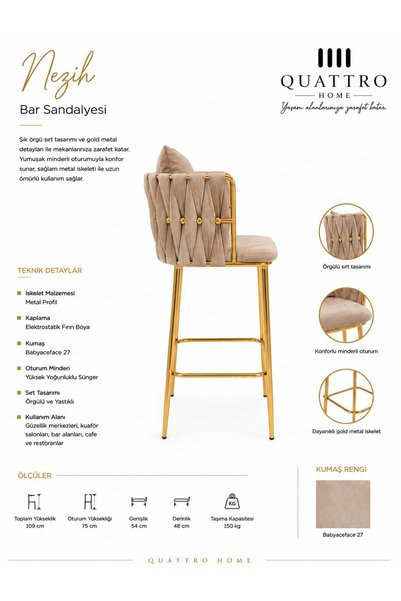 QUATTRO HOME Nezih Bar Sandalyesi