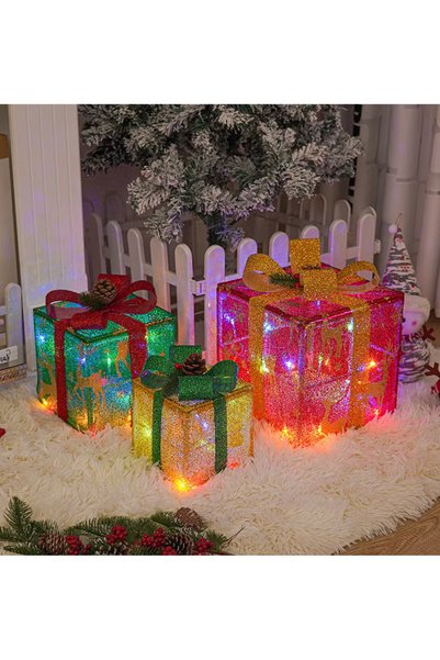 GGEROU 3PCS Christmas Nesting Gift Boxes with Lid Stacking Boxes Xmas Boxes f...