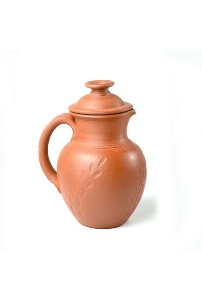 Generic ARK Handmade Terracotta Water Jug with Lid - Traditional Clay Serving...