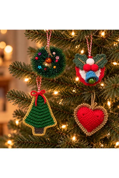 LİA CLİPS CO Handmade Knitted Christmas Tree Ornament – New Year Decorations ...
