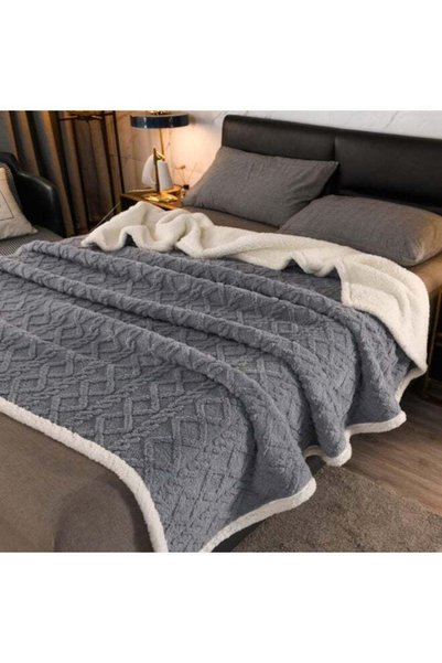 Generic Fabienne Jacquard Sherpa Blanket Single Size Faux Fur Bed Blanket 160...