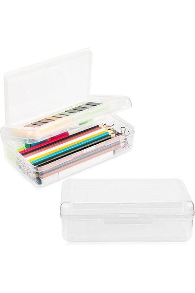 TERRIFI Double Layer Large Capacity Pencil Box Clear, Hard Plastic Pencil Cas...