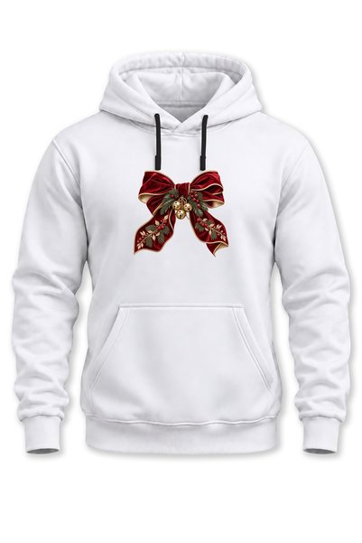remonz Unisex Christmas Themed Vintage Bow and Bell Printed Hooded Sweatshirt...