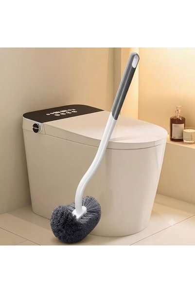 Generic فرشاة تنظيف المرحاض 360 درجة رمادي ، بدون زوايا شعر ناعمة, مثبت على
