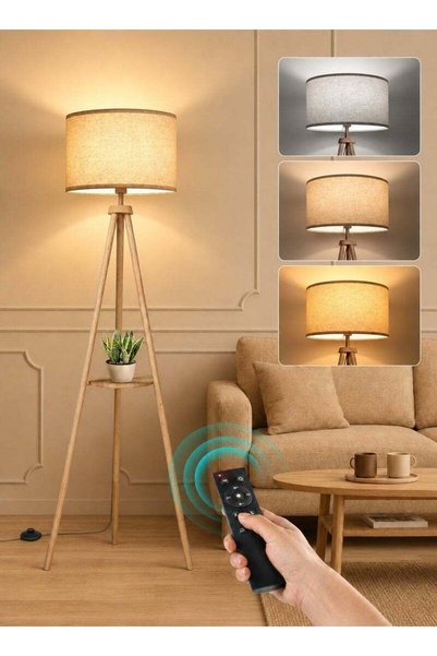 Generic OUTON Solid Wooden Tripod Floor Lamp, Bulb Included, Standing Lamp wi...