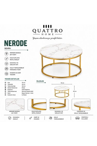 QUATTRO HOME Nerode Çay Seti Orta Sehpa