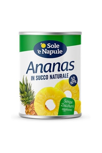 O Sole e Napule Compot de felii de ananas în suc, fără zahăr adăugat 565g