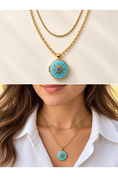 Retrobird Marlowe Sun Figured Double Vintage Necklace Set Women's Turquoise