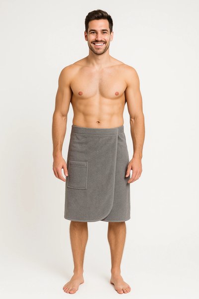 Karo Prosop de sauna pentru barbati, model kilt, gri, L/XL, 65 x 160 cm, 100%...