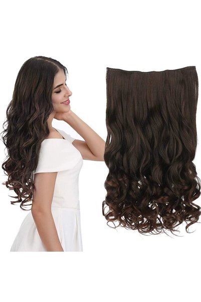 REECHO 20 3/4 Full Head Curly Wave Clip-In Hair Extensions, 5 Clips, 4.5 Oz -...